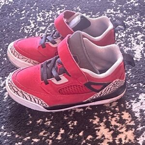 Nike Jordans Kids Red High-Top Athletic Sneakers with Elephant-Print Detail